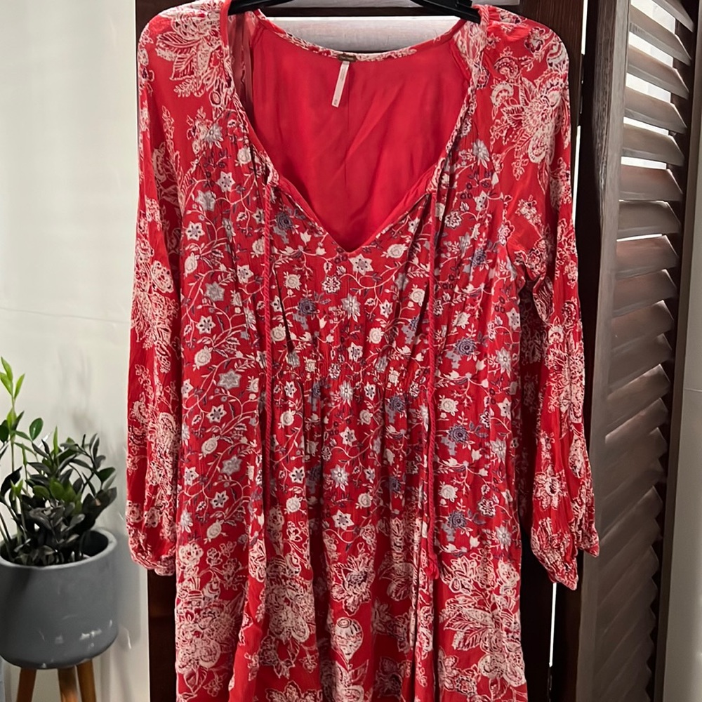 Free People Medium floral blouse with tie front